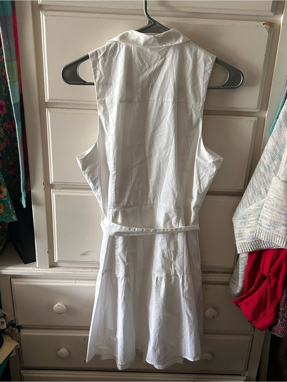 Express White women’s mini tired dress with waist tie - Picture 4 of 7